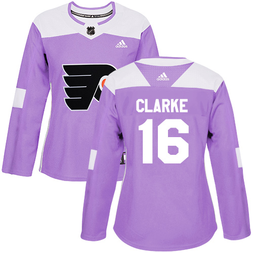 Adidas Flyers #16 Bobby Clarke Purple Authentic Fights Cancer Women's Stitched NHL Jersey